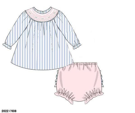 Pre Order 147: Geo Stripes- Girls Knit Bloomer Set