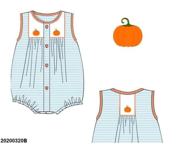 RTS: Simple Pumpkins- Boys Smocked Knit Bubble
