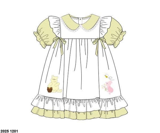 Pre Order 137: Silly Ol' Bear- Girls Swiss Dot Dress