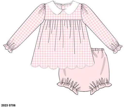 RTS: Gingham Basics- Girls Knit Diaper Set