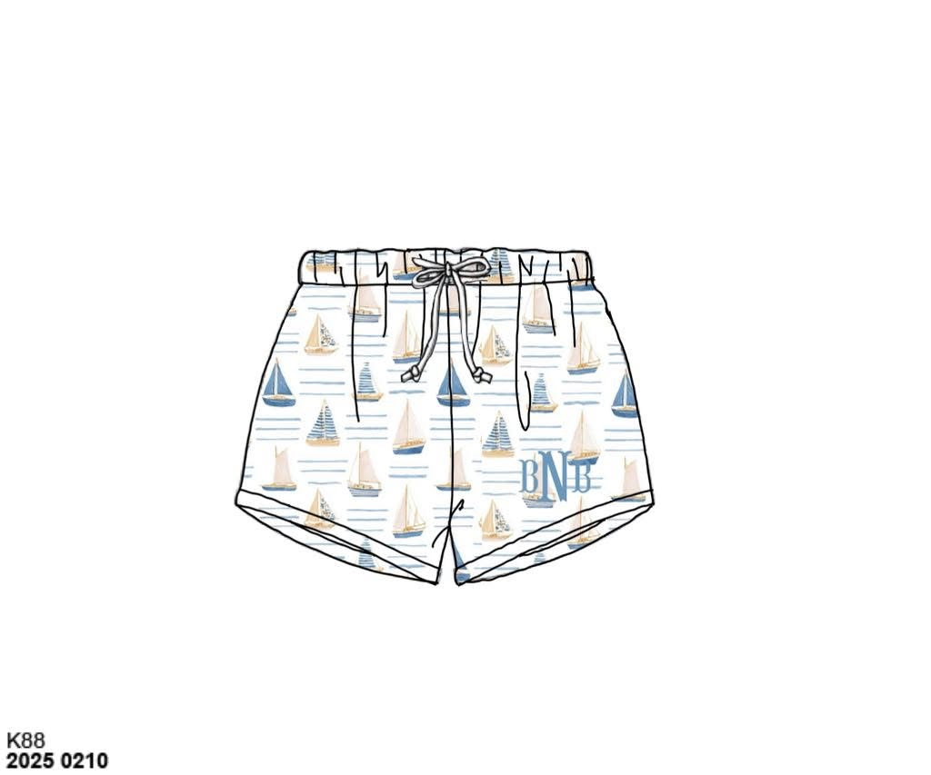Pre Order 152: Sail Away- Boys Woven Swim Shorties