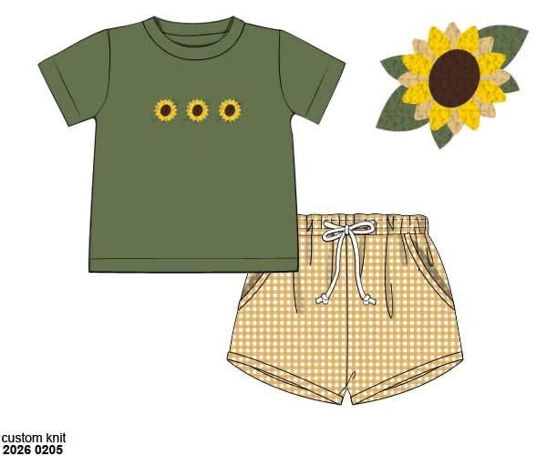 RTS: Sunflowers- Boys Knit Shortie Set