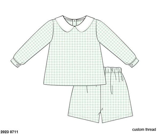 RTS: Gingham Basics- Boys Knit Angled Short Set