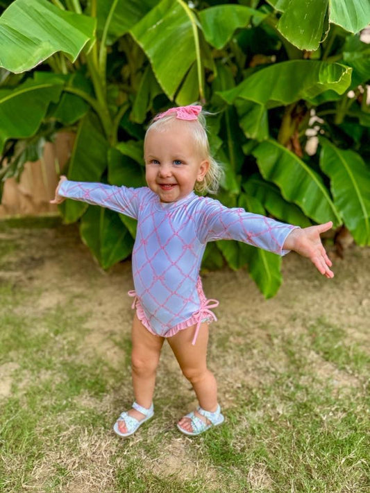 RTS: Ella Beau- Girls 1pc Longsleeve Rashguard Swim