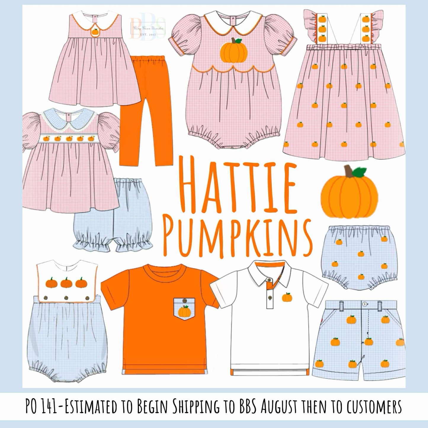 Pre Order 141: Hattie Pumpkins- Girls Woven Bubble Short Set