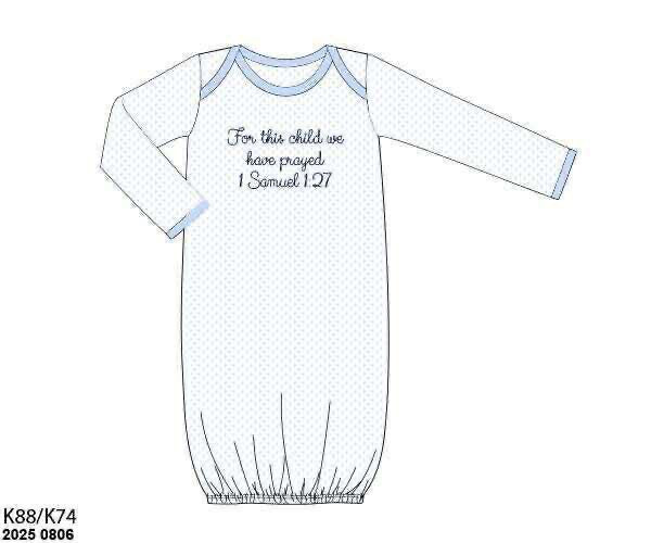 RTS: Sibling Name Smocks- Blue Blessing Baby Gown