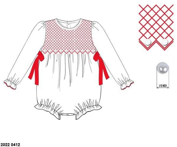 RTS: Christmas Heirloom- Girls Smocked Woven Bubble