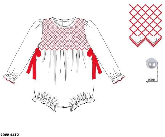RTS: Christmas Heirloom- Girls Smocked Woven Bubble