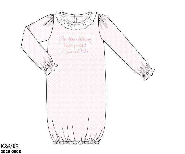 RTS: Sibling Name Smocks- Pink Blessing Baby Gown