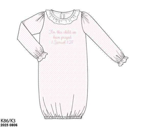 RTS: Sibling Name Smocks- Pink Blessing Baby Gown