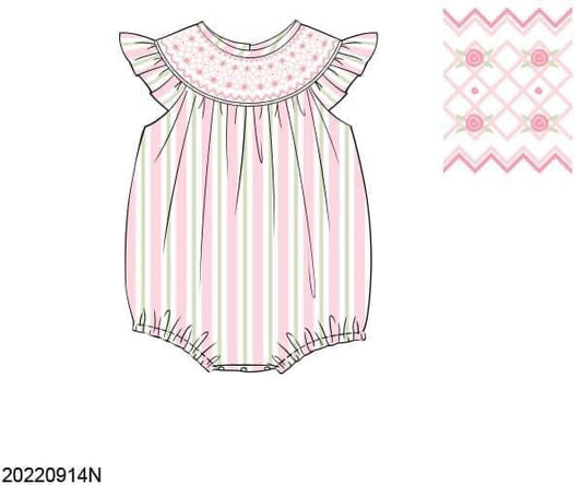 RTS: Honeydew Stripes- Girls Woven Bubble