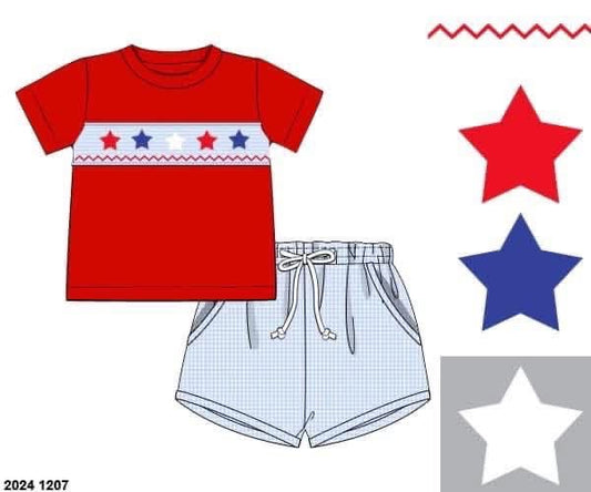 Pre Order 137: Hidle Stars- Boys Woven Shortie Set