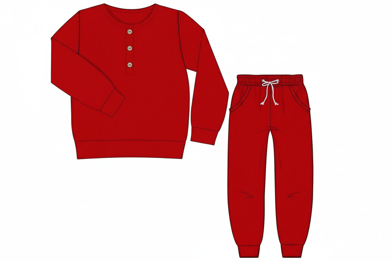 RTS: Comfy Cozy Joggers- Red Sweater Jogger Set (Without Monogram)