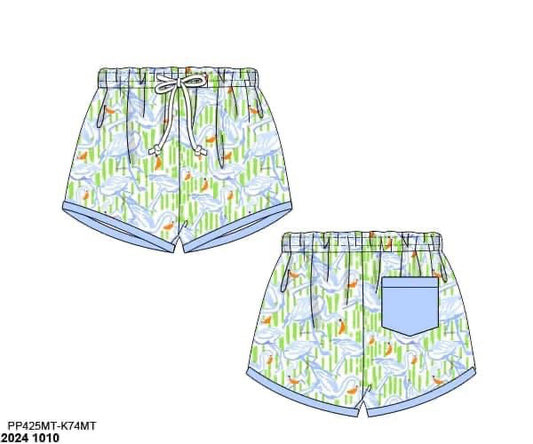 RTS: Flamingo Tropics- Boys Woven Swim Shorties