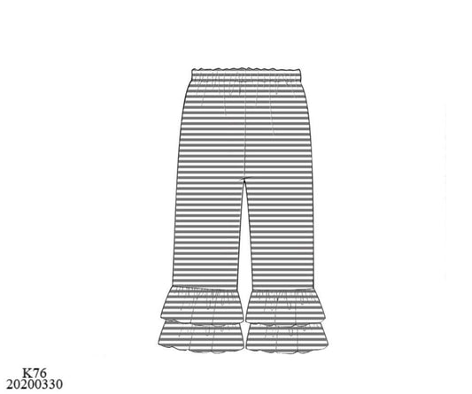 RTS: Girls Knit Ruffle Pants- Gray Stripe
