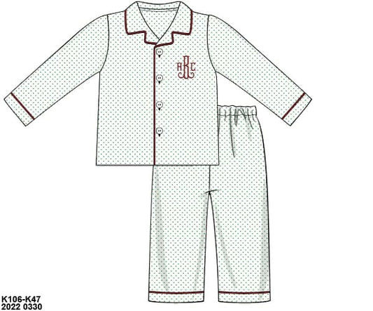 RTS: Family Lounge- Bitty Dot Adult/Boys 2pc Lounge (No Monogram)