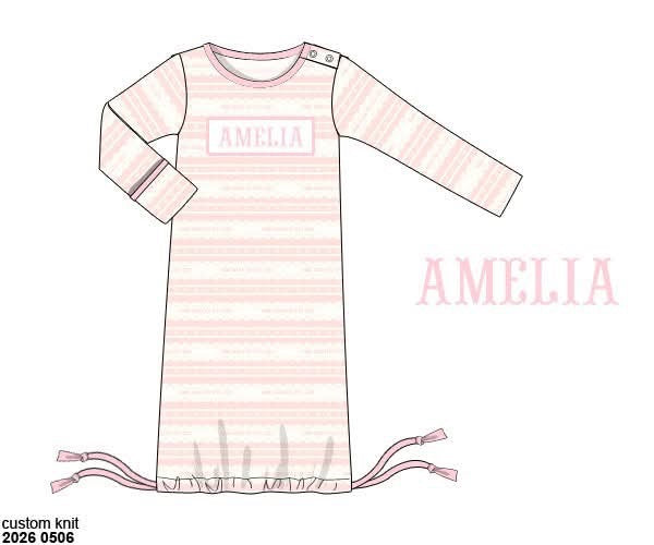 Pre Order 145: Thank Heaven- Girls Name Smock Knit Gown