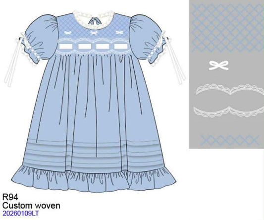 RTS: Girls Only- Bella Blue Woven Heirloom Dress