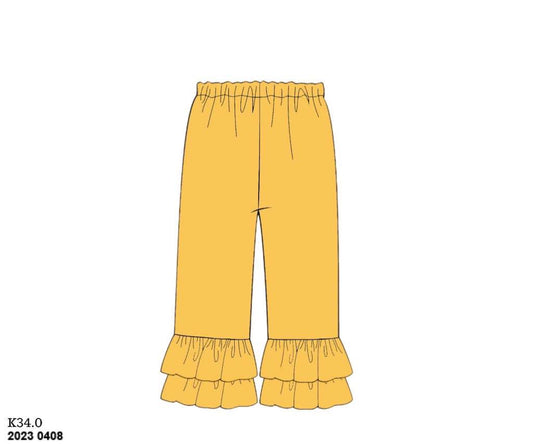 RTS: Girls Knit Ruffle Pants- Gold