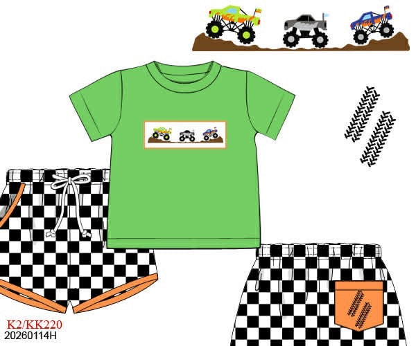 Pre Order 139: Monster Jam- Boys Knit Shortie Set