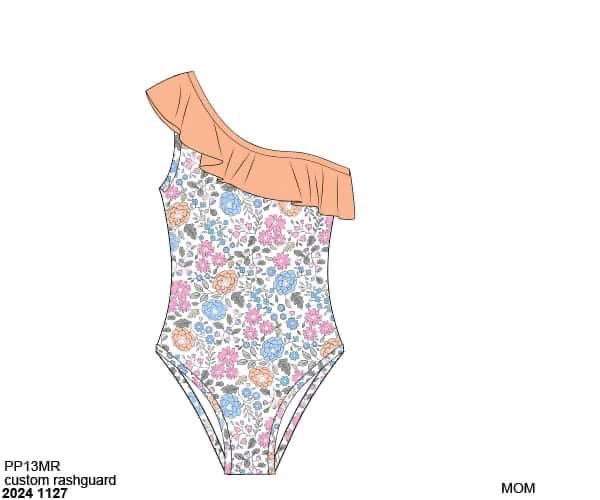 RTS: Capri Floral & Check- Mom 1pc Rash Guard Swim