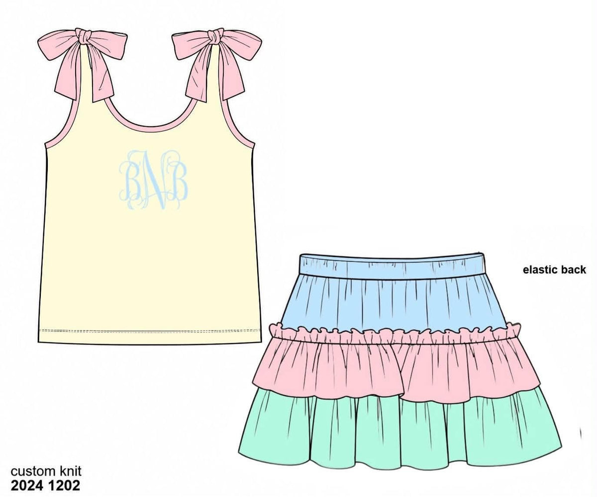 Pre Order 152: Colorblock- Girls Knit Skort Set