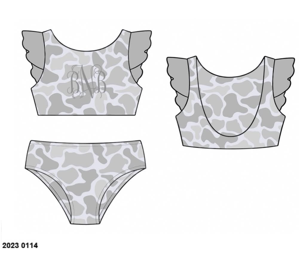 Camo Craze Flash Presale: Swim- Mom/Mini 2pc Gray Swimsuit