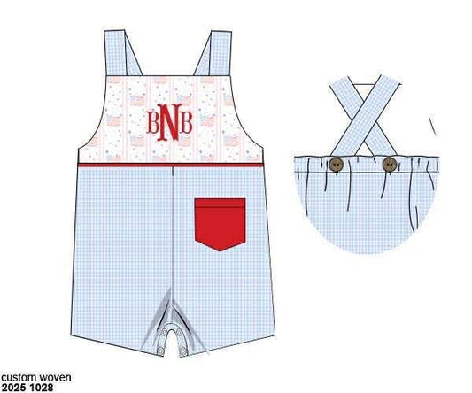 Pre Order 137: Let Freedom Ring- Boys Woven Angled Shortall