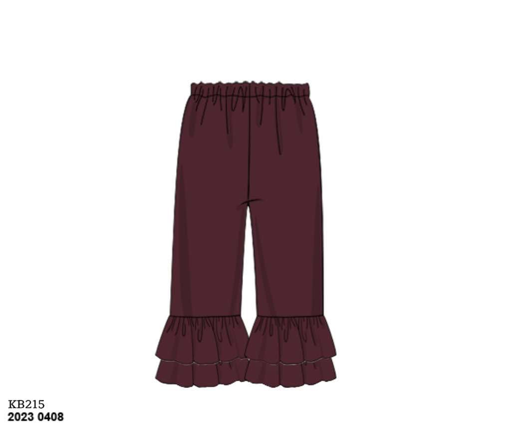 RTS: Girls Knit Ruffle Pants- Maroon