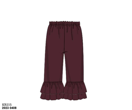RTS: Girls Knit Ruffle Pants- Maroon