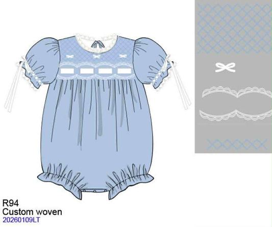 RTS: Girls Only- Bella Blue Woven Heirloom Bubble