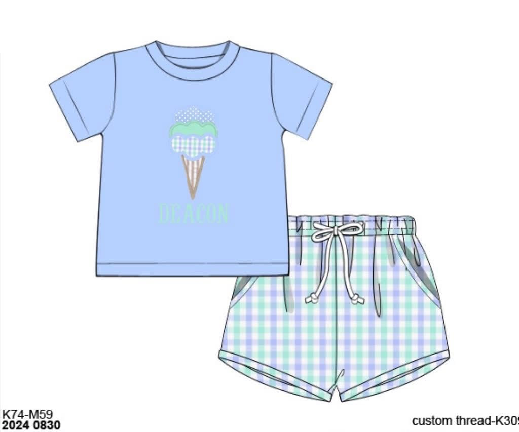 Pre Order 151: Sweetest Scoops- Boys Woven Shortie Set