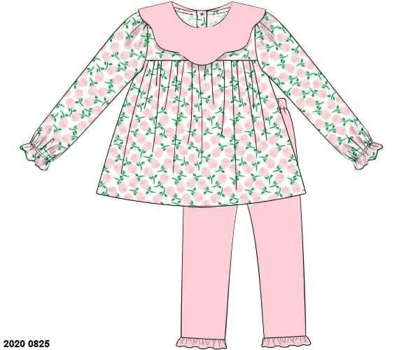 RTS: Flower Train- Girls Knit Legging Set