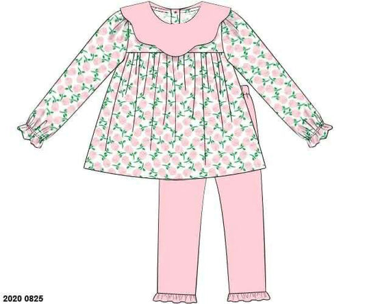 RTS: Flower Train- Girls Knit Legging Set