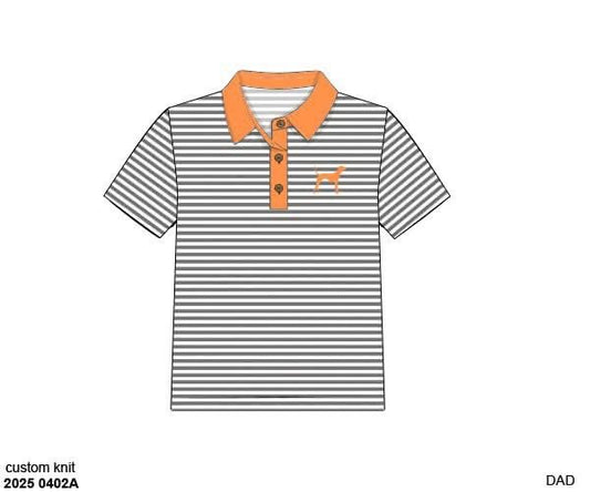 RTS: Parker Polos- Orange & Gray Stripe Knit Polo