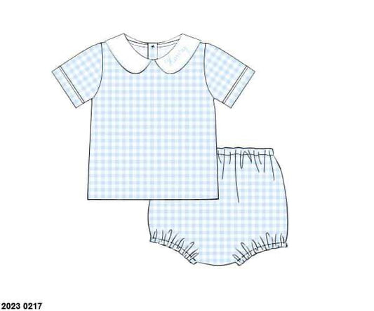 Pre Order 133: Bonnie Blue- Boys Knit Diaper Set