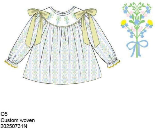 Pre Order 132: Matilda Floral- Girls Smocked Knit Bishop Shirt