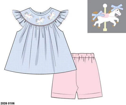 RTS: Girls Only- Carousel Biker Short Set