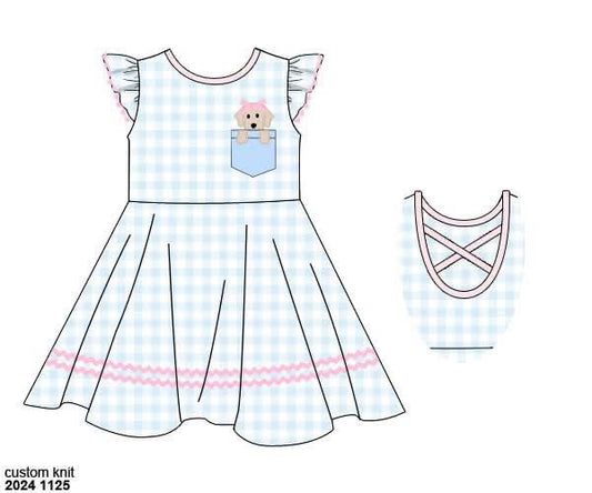 RTS: Puppy Pocket- Girls Knit Twirl Dress