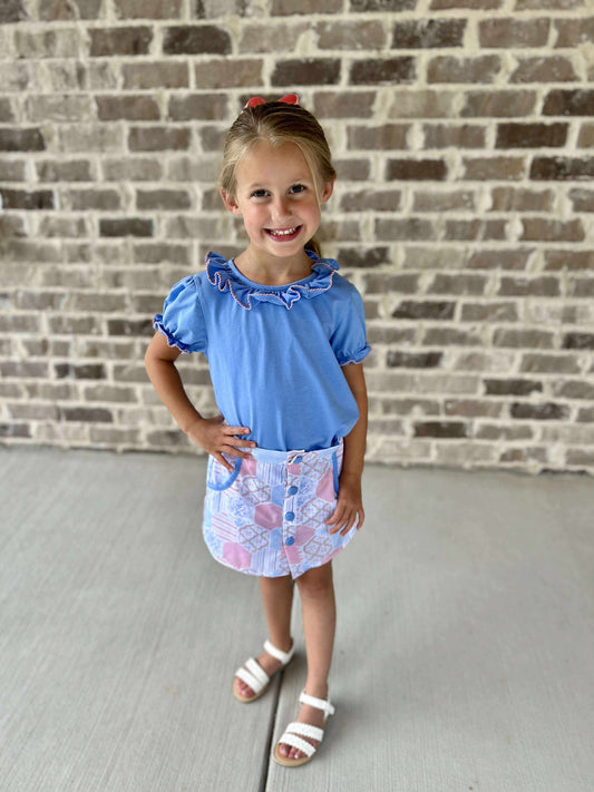 RTS: Palmer Patches- Girls Woven Skort Set (Without Monogram)