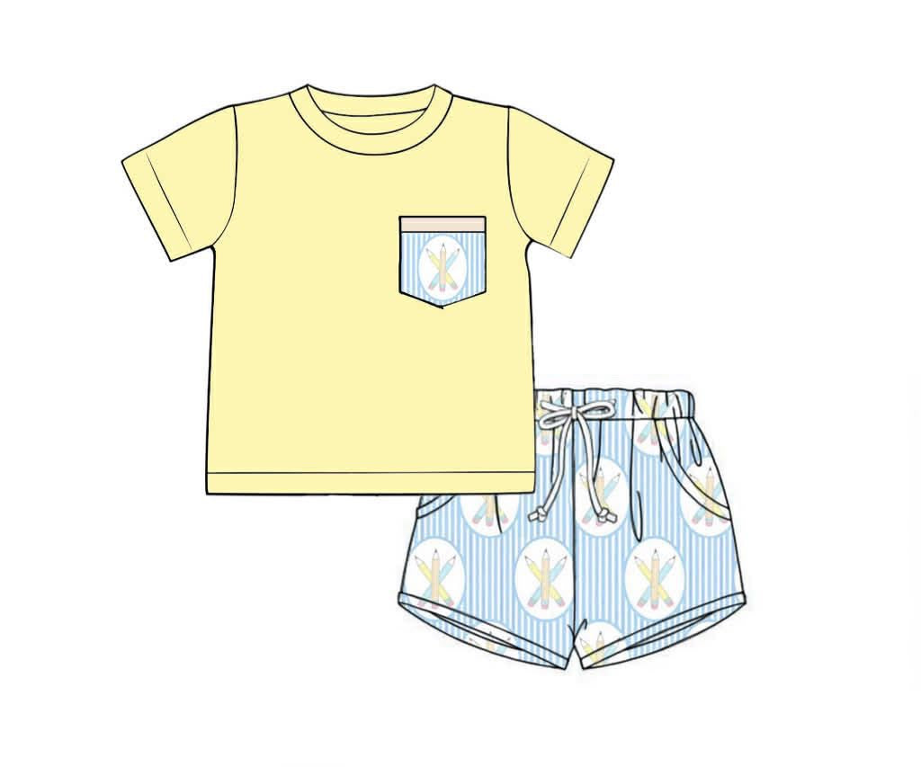 Pre Order 139: Preppy Pencils- Boys Knit Shortie Set