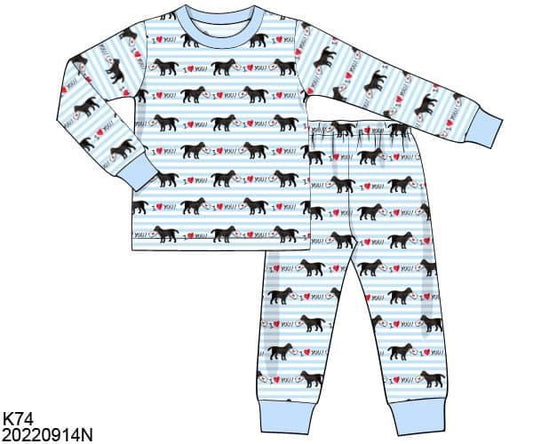 RTS: Valentine Lounge- Heart Puppy Boys 2pc Knit Set