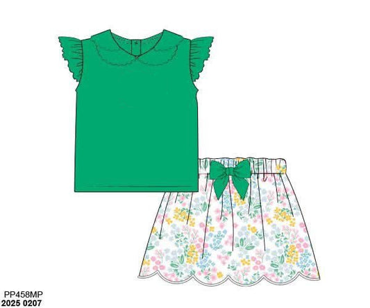 RTS: Flower Power- Girls Knit Skort Set