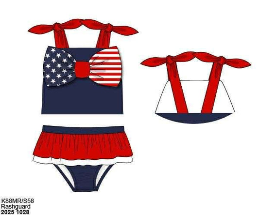 Pre Order 137: Stars & Stripes- Girls 2pc Rash Guard Swim