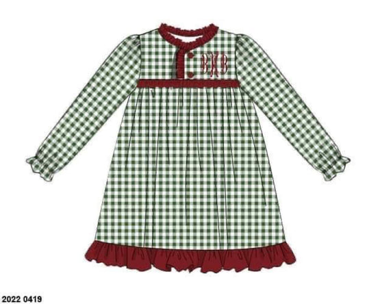 RTS: Family Lounge- Green Gingham Girls Gown (No Monogram)