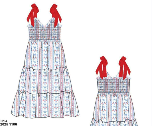 Pre Order 137: God Bless America- Mom/Mini Woven Midi Dress