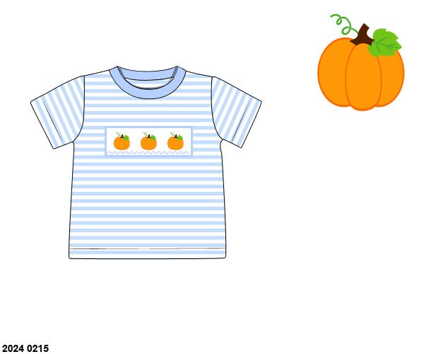 RTS: Connor's Smocked Pumpkins- Boys Knit Shirt