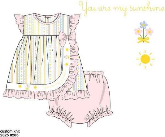 RTS: You Are My Sunshine- Girls Knit Bloomer Set