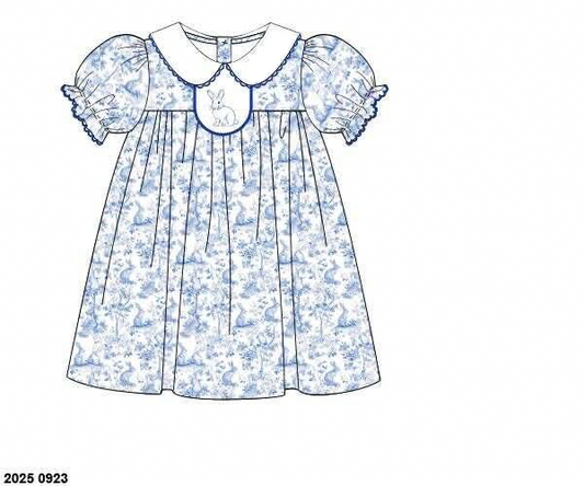 RTS: Bunny Toile- Girls Woven Dress
