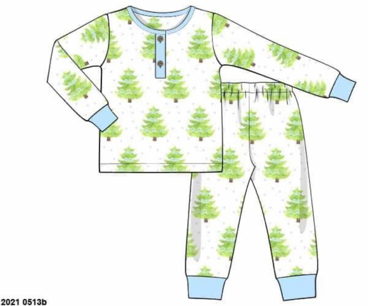 RTS: Watercolor Trees- Boys 2pc Knit Lounge Set